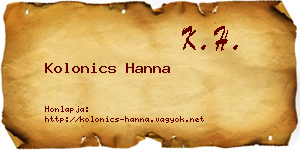 Kolonics Hanna névjegykártya